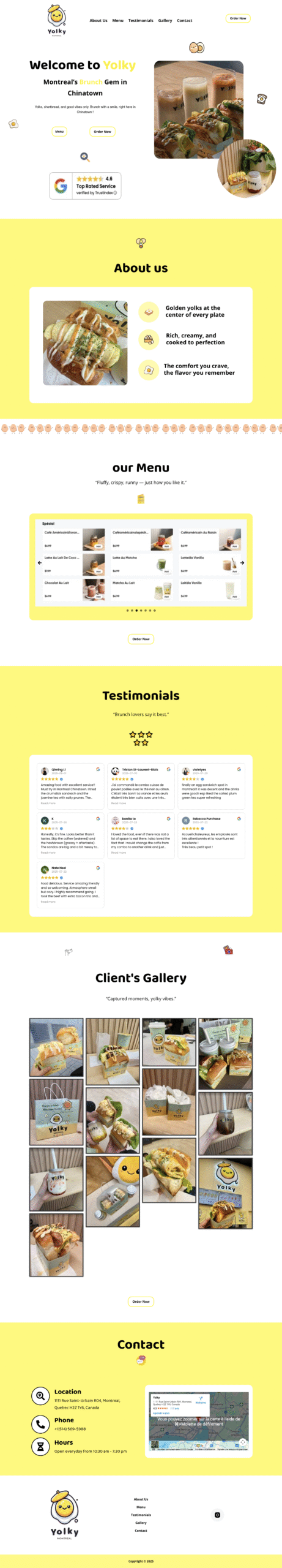 Yolky website - Landig page