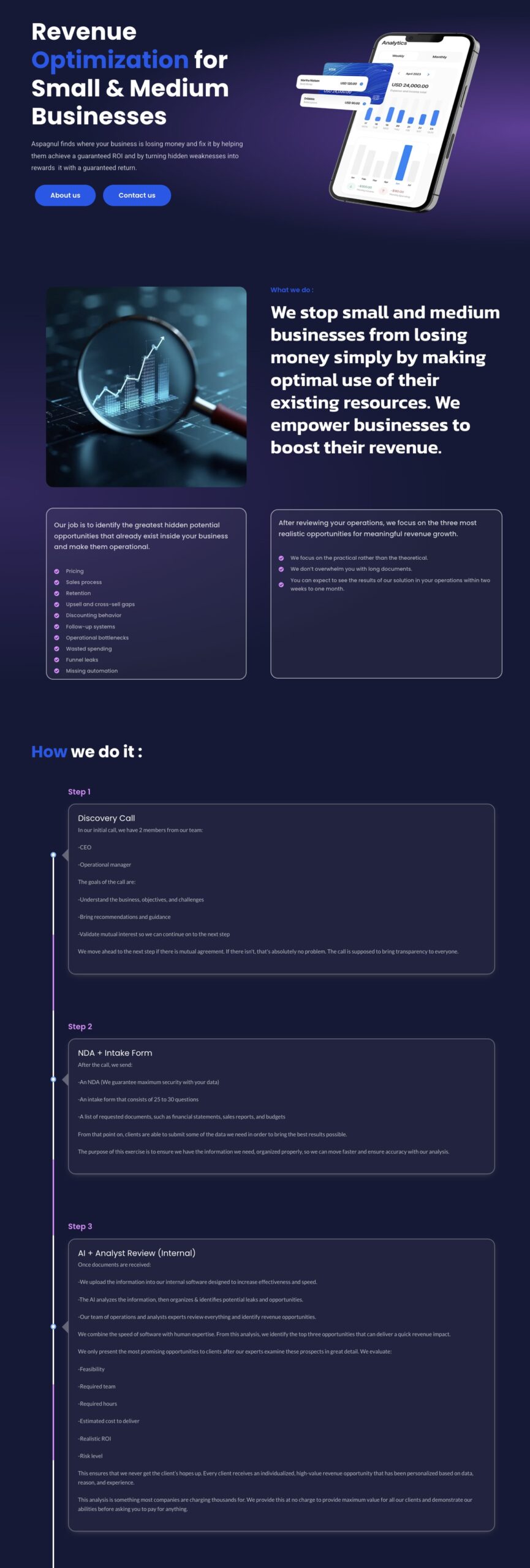 Aspagnul website - Home page